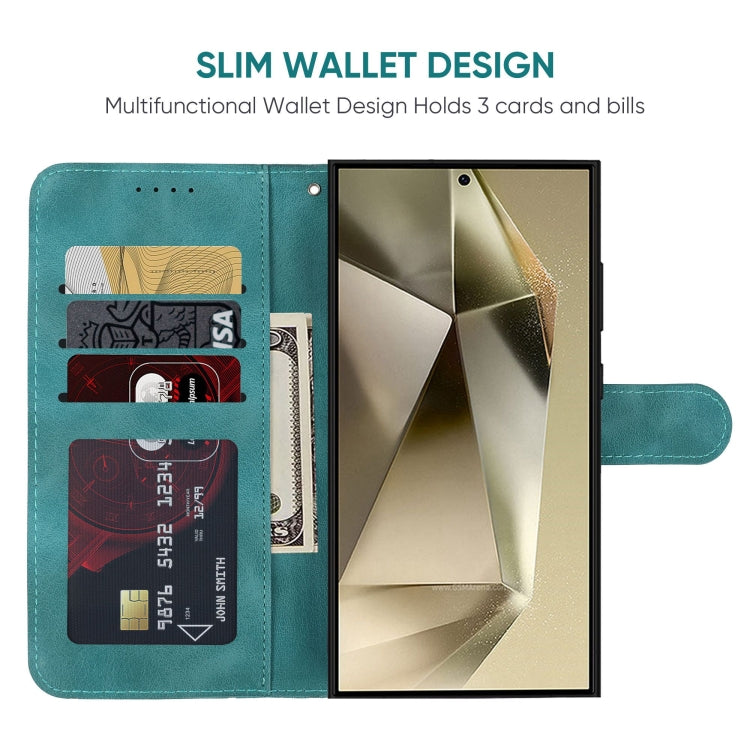 For Samsung Galaxy S24 Ultra 5G Skin Feel Geometric Lines Leather Phone Case(Green) - HoMEdemic™ 
