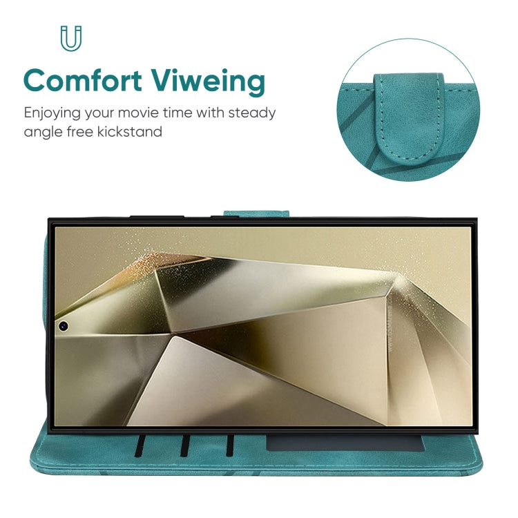 For Samsung Galaxy S24 Ultra 5G Skin Feel Geometric Lines Leather Phone Case(Green) - HoMEdemic™ 