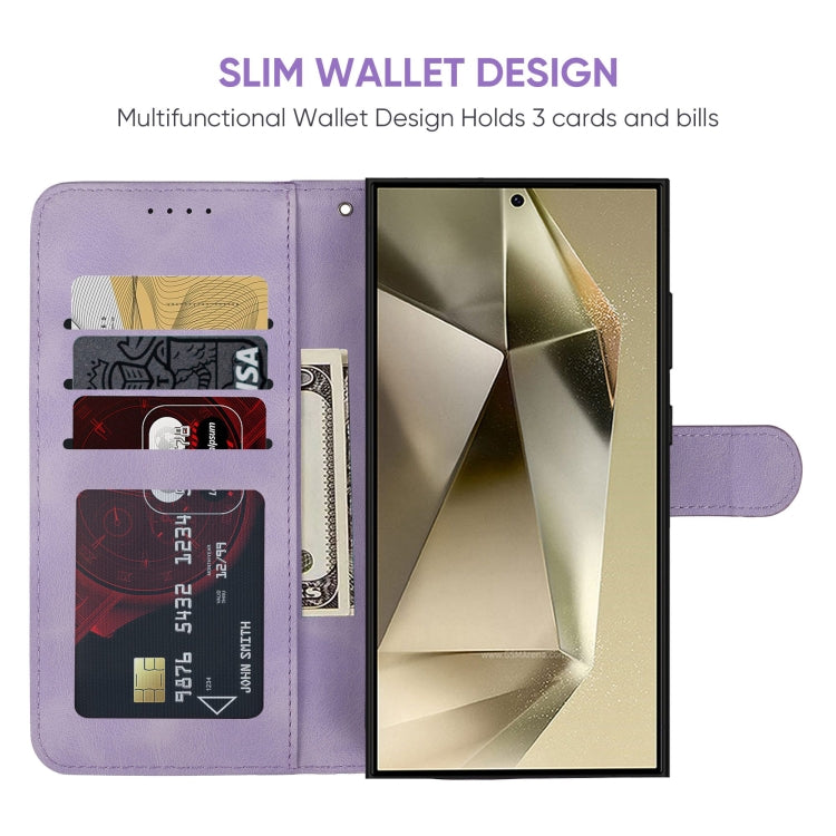 For Samsung Galaxy S24 Ultra 5G Skin Feel Geometric Lines Leather Phone Case(Purple) - HoMEdemic™ 