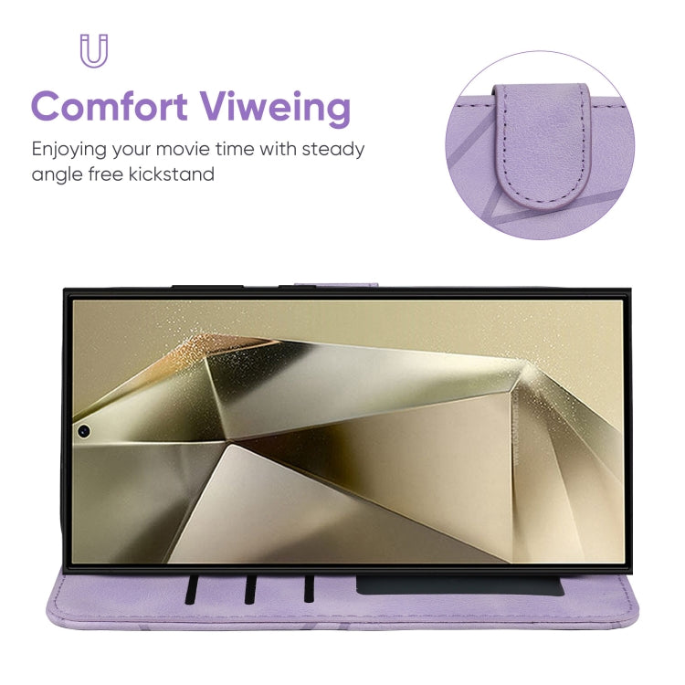 For Samsung Galaxy S24 Ultra 5G Skin Feel Geometric Lines Leather Phone Case(Purple) - HoMEdemic™ 