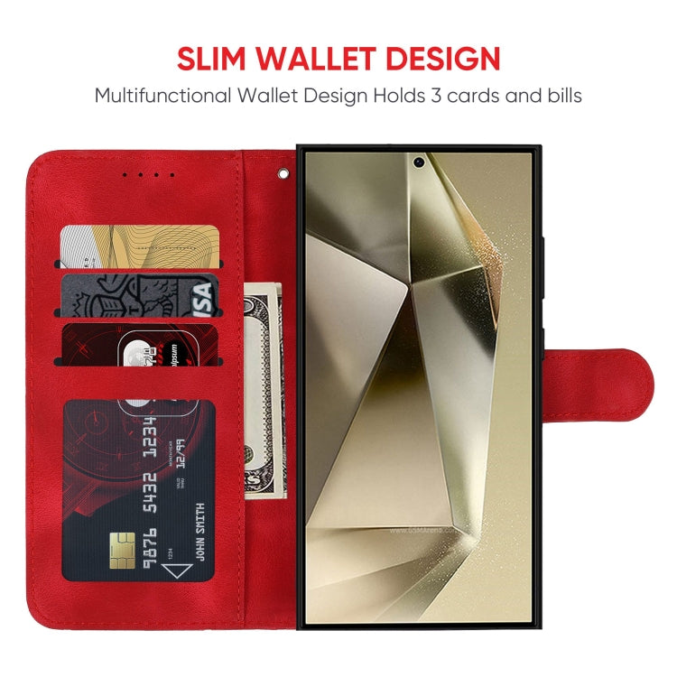 For Samsung Galaxy S24 Ultra 5G Skin Feel Geometric Lines Leather Phone Case(Red) - HoMEdemic™ 