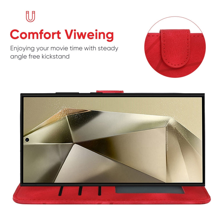 For Samsung Galaxy S24 Ultra 5G Skin Feel Geometric Lines Leather Phone Case(Red) - HoMEdemic™ 