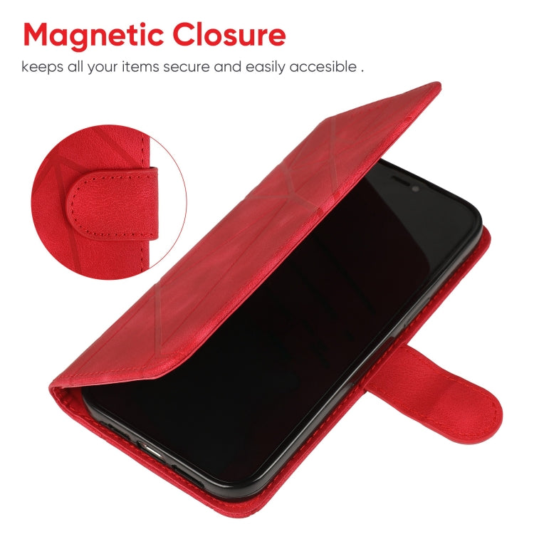 For Samsung Galaxy S24 Ultra 5G Skin Feel Geometric Lines Leather Phone Case(Red) - HoMEdemic™ 