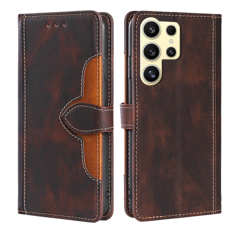 For Samsung Galaxy S24 Ultra 5G Skin Feel Magnetic Buckle Leather Phone Case(Brown) - HoMEdemic™ 