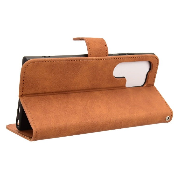 For Samsung Galaxy S24 Ultra 5G Skin Feel Magnetic Flip Leather Phone Case(Brown) - HoMEdemic™ 