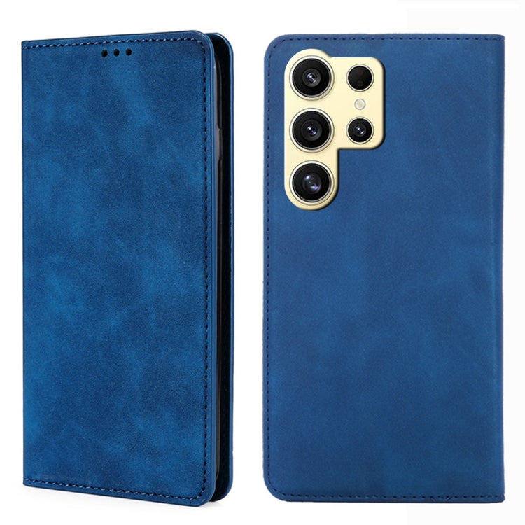 For Samsung Galaxy S24 Ultra 5G Skin Feel Magnetic Leather Phone Case(Blue) - HoMEdemic™ 