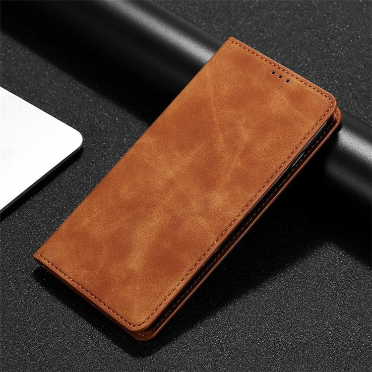 For Samsung Galaxy S24 Ultra 5G Skin Feel Magnetic Leather Phone Case(Light Brown) - HoMEdemic™ 