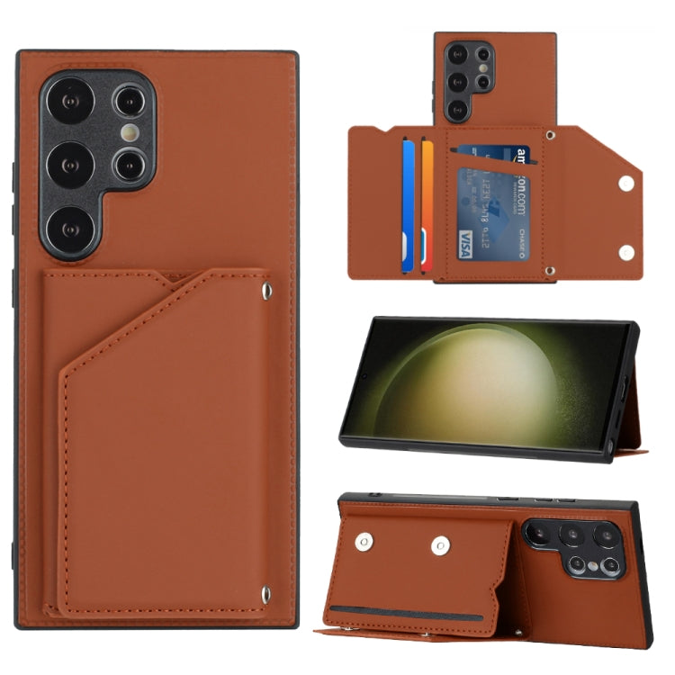 For Samsung Galaxy S24 Ultra 5G Skin Feel PU + TPU + PC Card Slots Phone Case(Brown) - HoMEdemic™ 