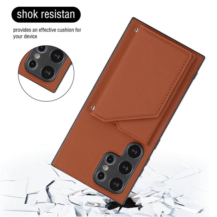 For Samsung Galaxy S24 Ultra 5G Skin Feel PU + TPU + PC Card Slots Phone Case(Brown) - HoMEdemic™ 