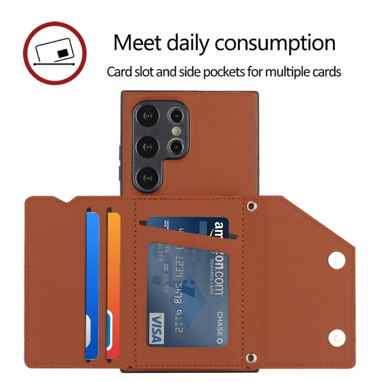 For Samsung Galaxy S24 Ultra 5G Skin Feel PU + TPU + PC Card Slots Phone Case(Brown) - HoMEdemic™ 