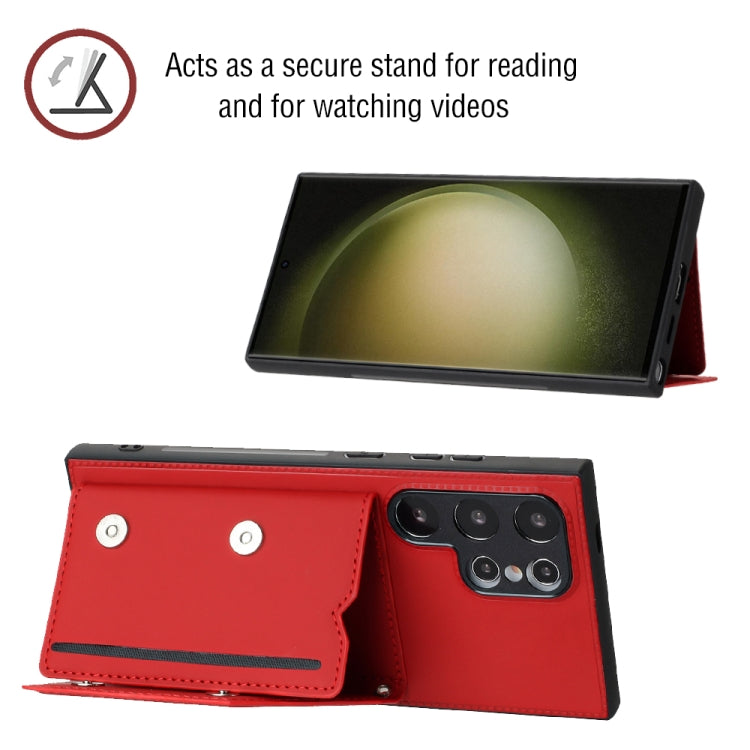 For Samsung Galaxy S24 Ultra 5G Skin Feel PU + TPU + PC Card Slots Phone Case(Red) - HoMEdemic™ 