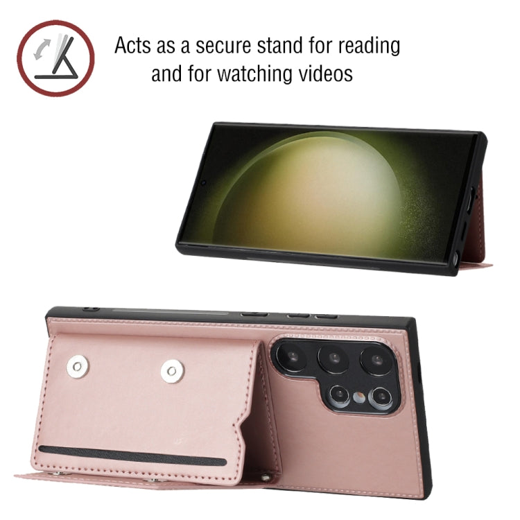 For Samsung Galaxy S24 Ultra 5G Skin Feel PU + TPU + PC Card Slots Phone Case(Rose Gold) - HoMEdemic™ 