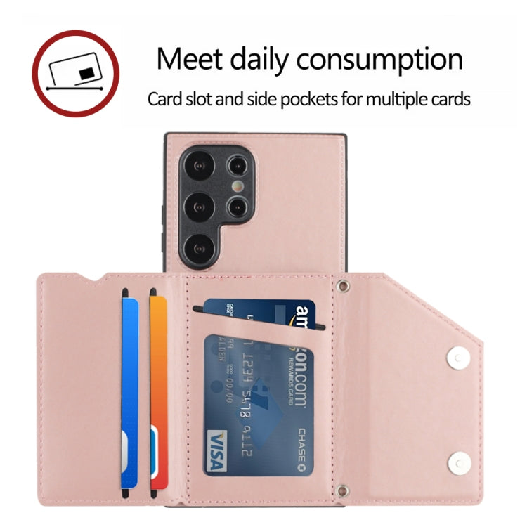 For Samsung Galaxy S24 Ultra 5G Skin Feel PU + TPU + PC Card Slots Phone Case(Rose Gold) - HoMEdemic™ 