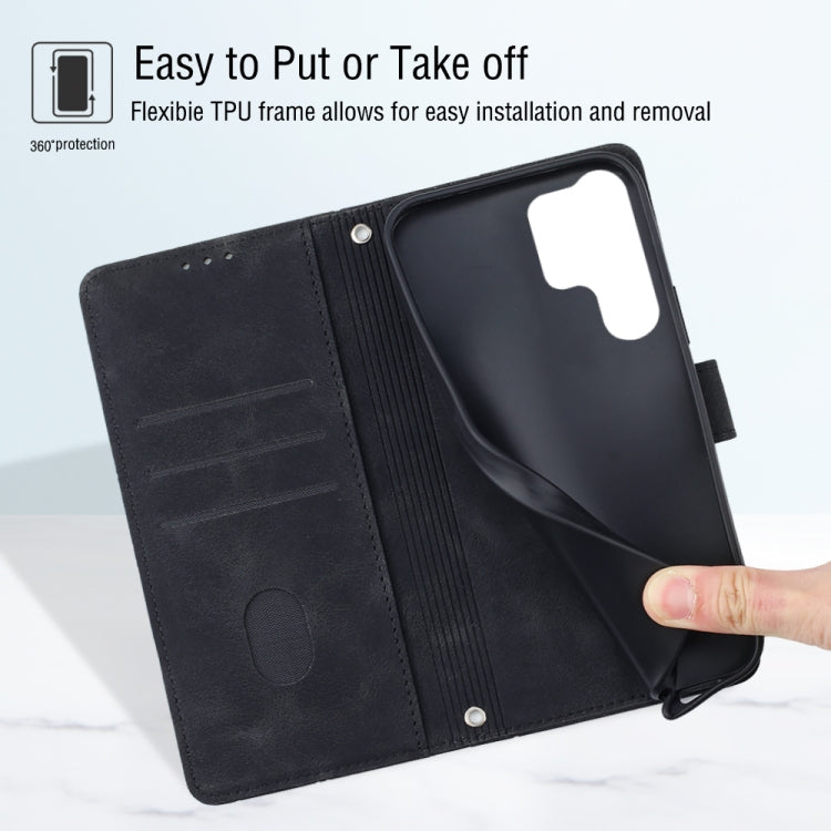 For Samsung Galaxy S24 Ultra 5G Skin-feel Embossed Leather Phone Case(Black) - HoMEdemic™ 