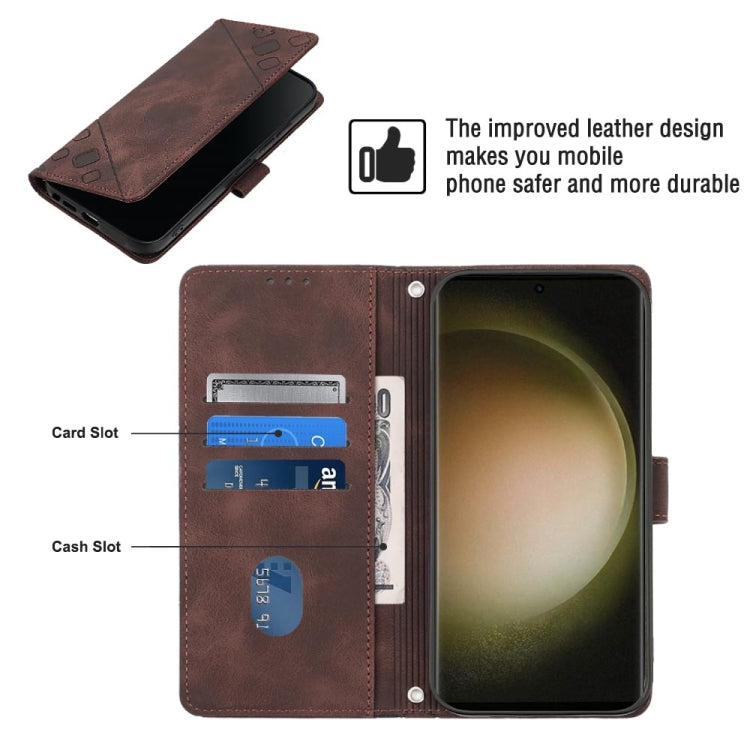 For Samsung Galaxy S24 Ultra 5G Skin-feel Embossed Leather Phone Case(Brown) - HoMEdemic™ 