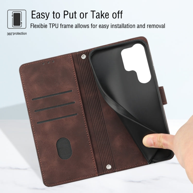 For Samsung Galaxy S24 Ultra 5G Skin-feel Embossed Leather Phone Case(Brown) - HoMEdemic™ 