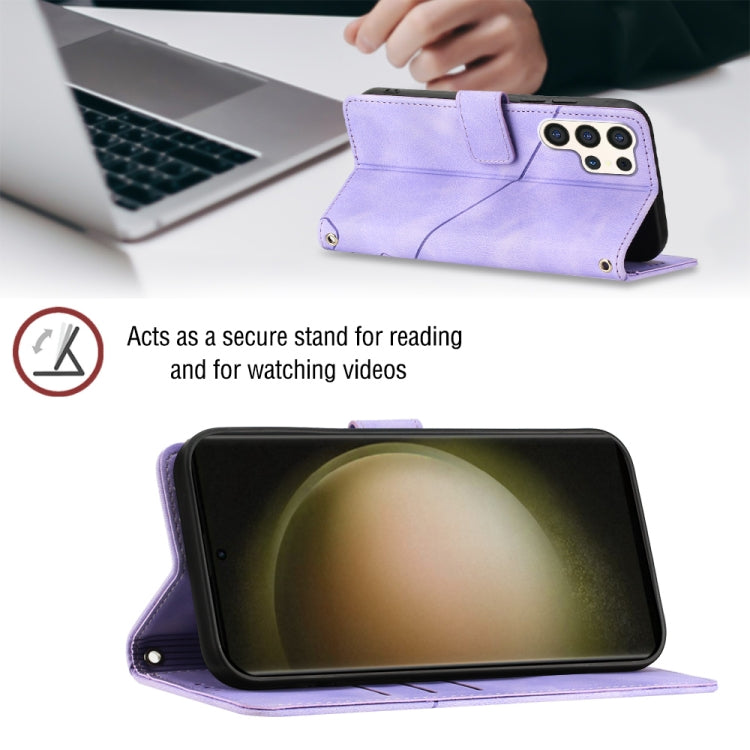 For Samsung Galaxy S24 Ultra 5G Skin-feel Embossed Leather Phone Case(Light Purple) - HoMEdemic™ 