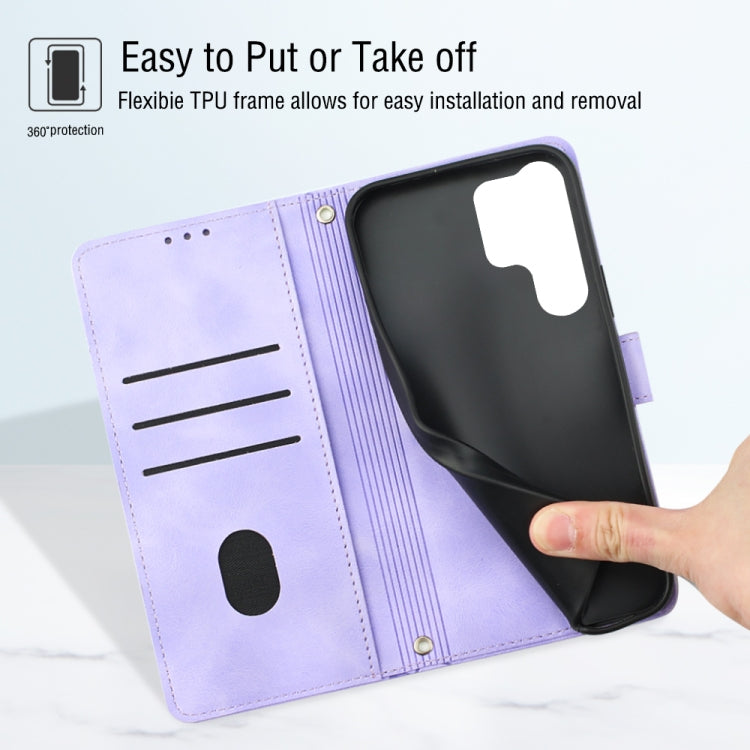 For Samsung Galaxy S24 Ultra 5G Skin-feel Embossed Leather Phone Case(Light Purple) - HoMEdemic™ 