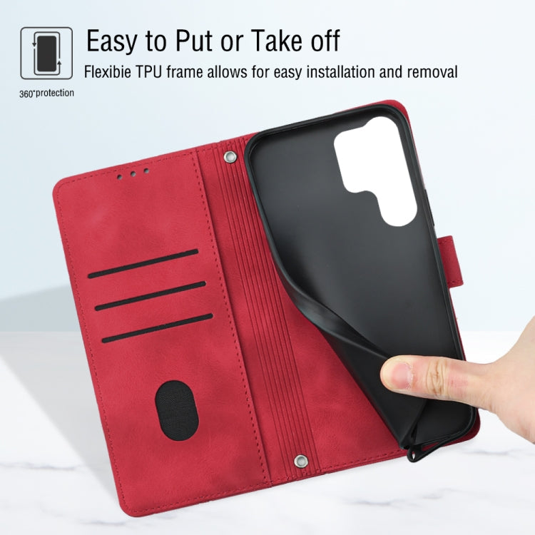 For Samsung Galaxy S24 Ultra 5G Skin-feel Embossed Leather Phone Case(Red) - HoMEdemic™ 