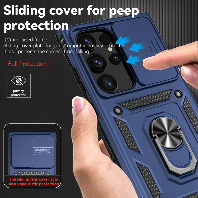 For Samsung Galaxy S24 Ultra 5G Sliding Camshield Holder Phone Case(Blue) - HoMEdemic™ 