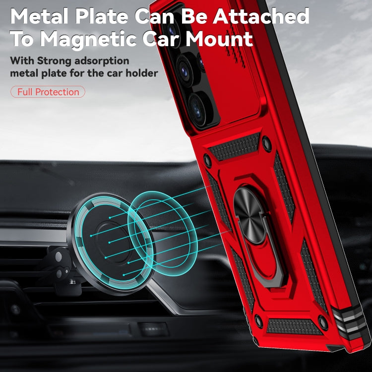 For Samsung Galaxy S24 Ultra 5G Sliding Camshield Holder Phone Case(Red) - HoMEdemic™ 