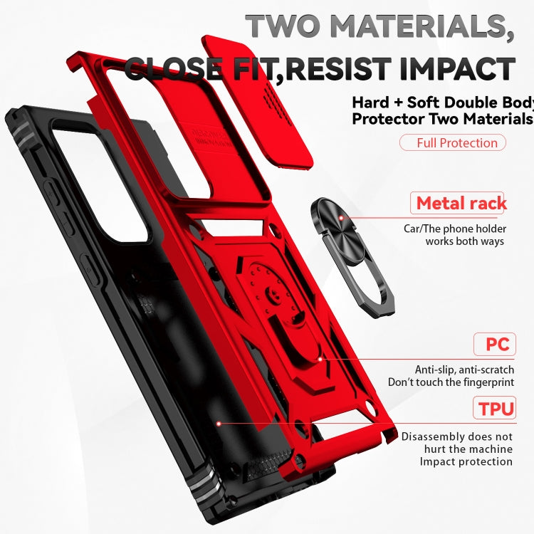 For Samsung Galaxy S24 Ultra 5G Sliding Camshield Holder Phone Case(Red) - HoMEdemic™ 