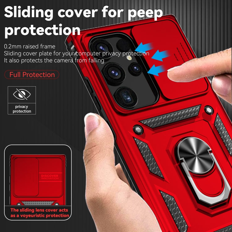 For Samsung Galaxy S24 Ultra 5G Sliding Camshield Holder Phone Case(Red) - HoMEdemic™ 