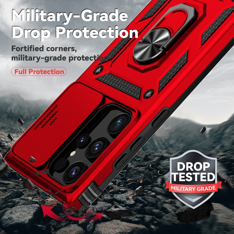 For Samsung Galaxy S24 Ultra 5G Sliding Camshield Holder Phone Case(Red) - HoMEdemic™ 