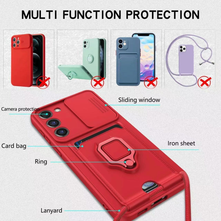 For Samsung Galaxy S24 Ultra 5G Sliding Camshield Magnetic Card Holder Silicone Phone Case(Black) - HoMEdemic™ 