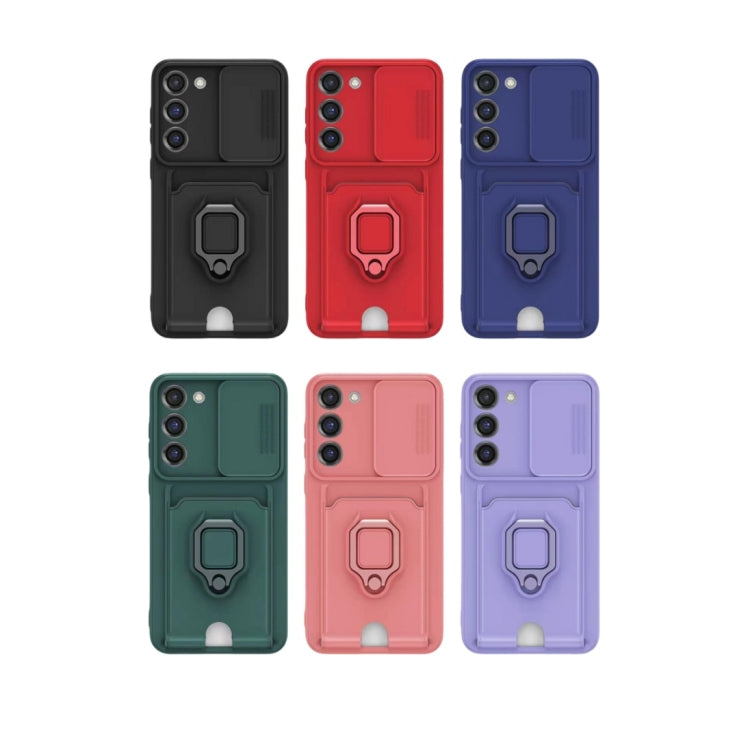 For Samsung Galaxy S24 Ultra 5G Sliding Camshield Magnetic Card Holder Silicone Phone Case(Light Purple) - HoMEdemic™ 