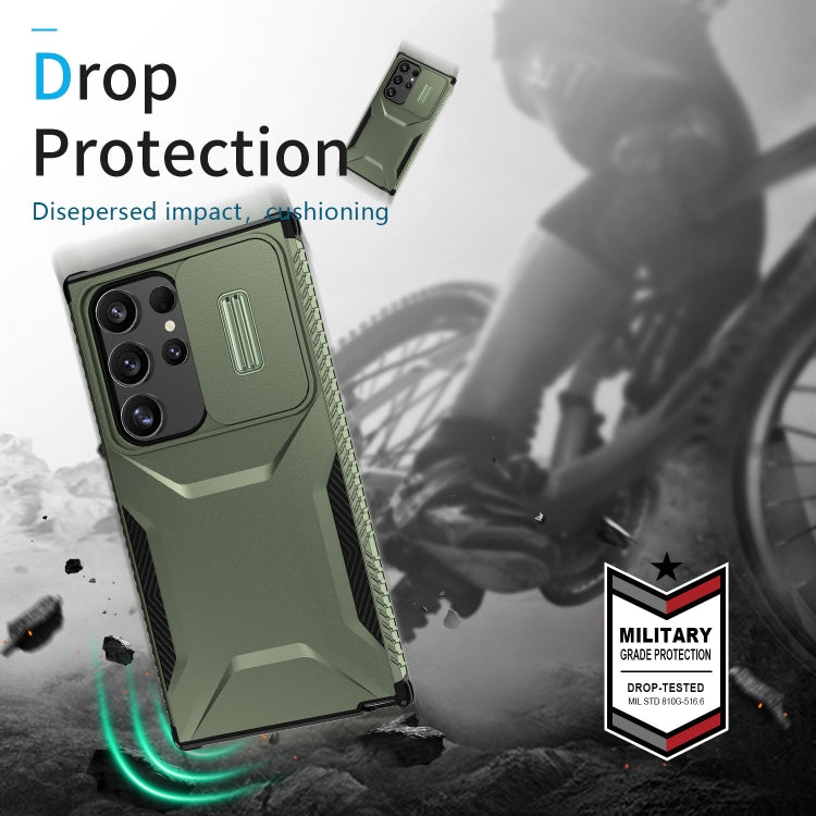For Samsung Galaxy S24 Ultra 5G Sliding Camshield Phone Case(Alpine Green) - HoMEdemic™ 