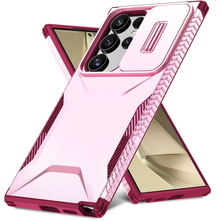 For Samsung Galaxy S24 Ultra 5G Sliding Camshield Phone Case(Pink + Rose Red) - HoMEdemic™ 