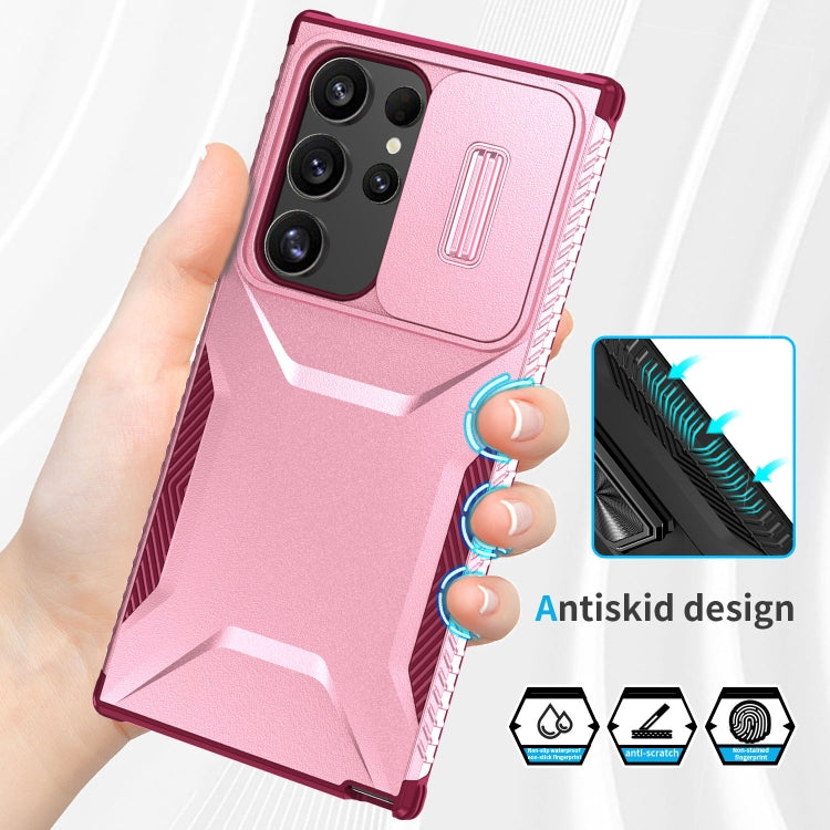 For Samsung Galaxy S24 Ultra 5G Sliding Camshield Phone Case(Pink + Rose Red) - HoMEdemic™ 