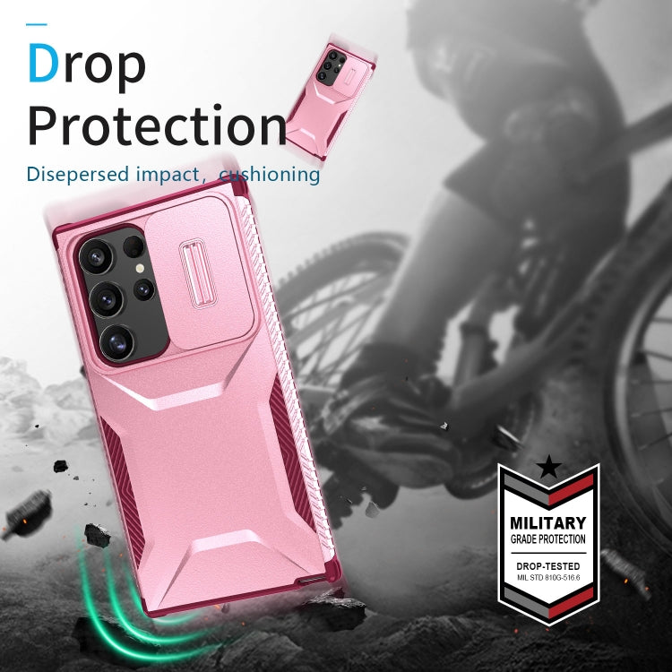 For Samsung Galaxy S24 Ultra 5G Sliding Camshield Phone Case(Pink + Rose Red) - HoMEdemic™ 