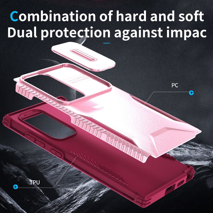 For Samsung Galaxy S24 Ultra 5G Sliding Camshield Phone Case(Pink + Rose Red) - HoMEdemic™ 