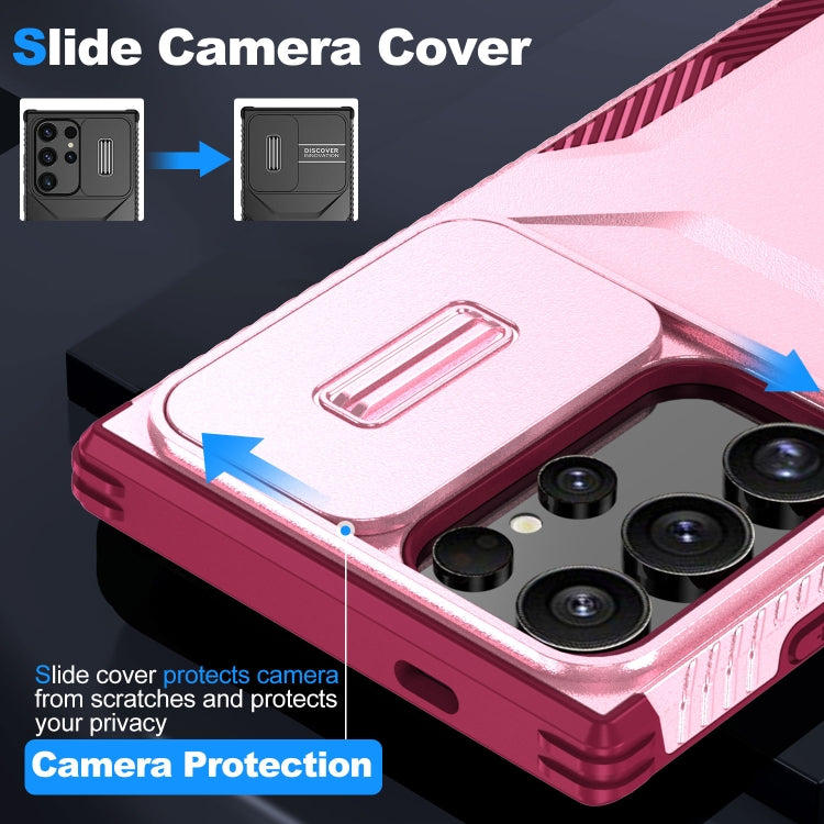 For Samsung Galaxy S24 Ultra 5G Sliding Camshield Phone Case(Pink + Rose Red) - HoMEdemic™ 
