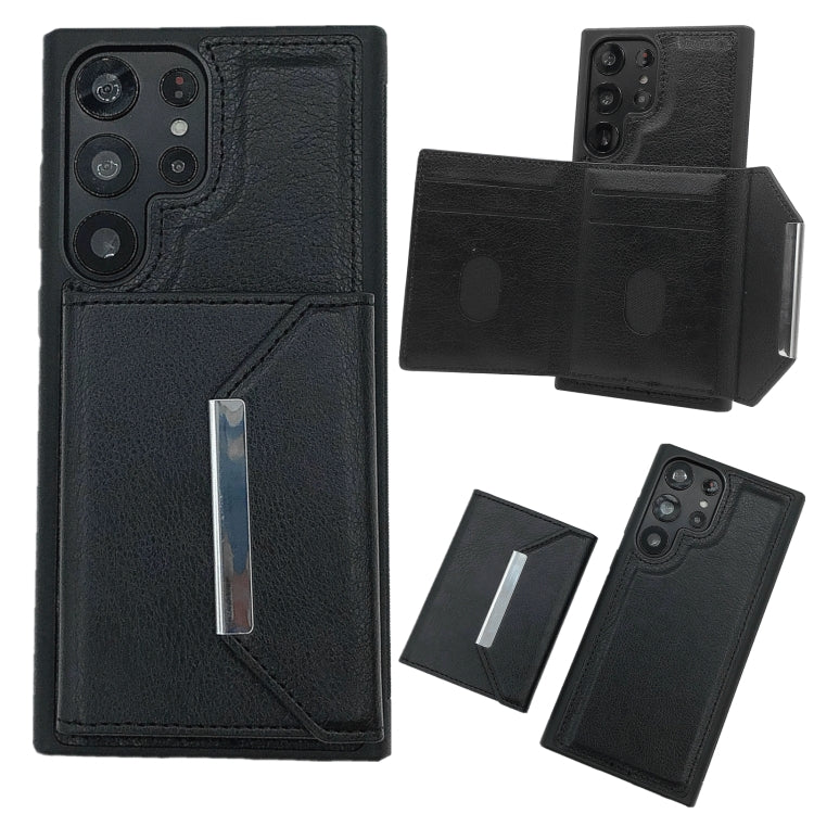 For Samsung Galaxy S24 Ultra 5G Solid Color Metal Buckle Card Slots Bag Phone Case(Black) - HoMEdemic™ 