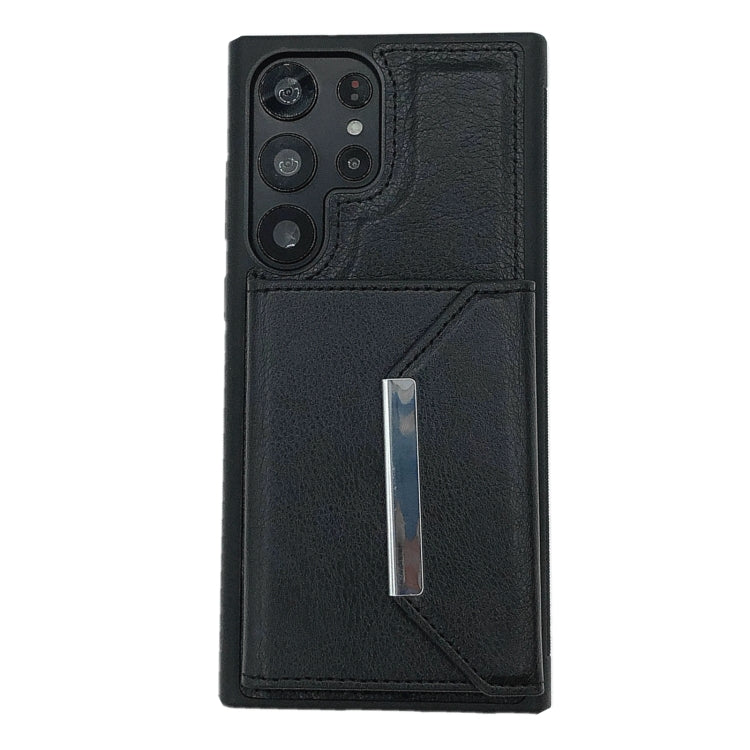For Samsung Galaxy S24 Ultra 5G Solid Color Metal Buckle Card Slots Bag Phone Case(Black) - HoMEdemic™ 