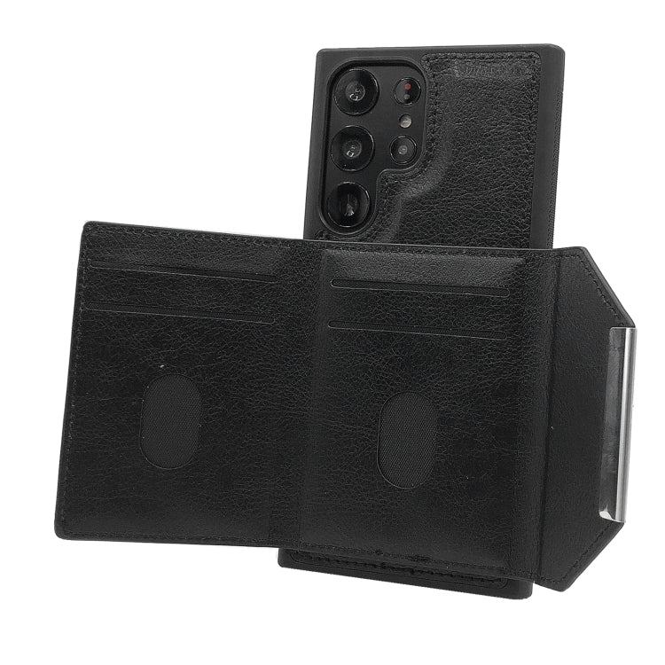 For Samsung Galaxy S24 Ultra 5G Solid Color Metal Buckle Card Slots Bag Phone Case(Black) - HoMEdemic™ 