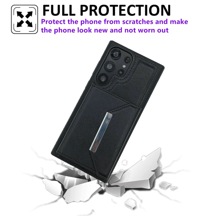For Samsung Galaxy S24 Ultra 5G Solid Color Metal Buckle Card Slots Bag Phone Case(Black) - HoMEdemic™ 