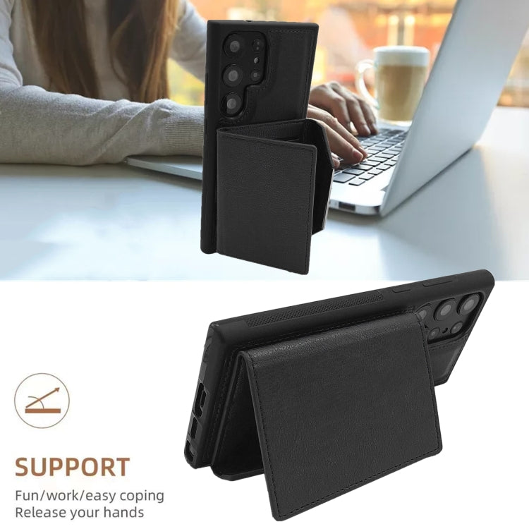 For Samsung Galaxy S24 Ultra 5G Solid Color Metal Buckle Card Slots Bag Phone Case(Black) - HoMEdemic™ 