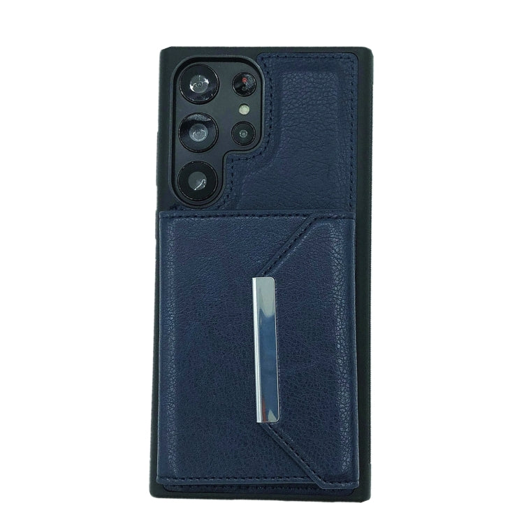 For Samsung Galaxy S24 Ultra 5G Solid Color Metal Buckle Card Slots Bag Phone Case(Blue) - HoMEdemic™ 