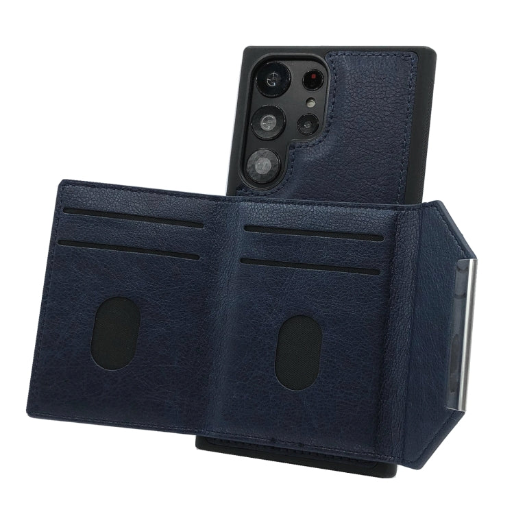 For Samsung Galaxy S24 Ultra 5G Solid Color Metal Buckle Card Slots Bag Phone Case(Blue) - HoMEdemic™ 