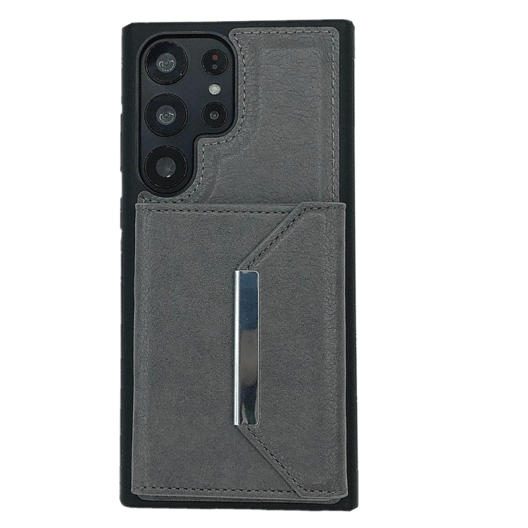 For Samsung Galaxy S24 Ultra 5G Solid Color Metal Buckle Card Slots Bag Phone Case(Grey) - HoMEdemic™ 