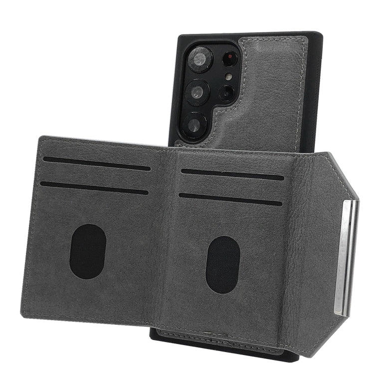 For Samsung Galaxy S24 Ultra 5G Solid Color Metal Buckle Card Slots Bag Phone Case(Grey) - HoMEdemic™ 