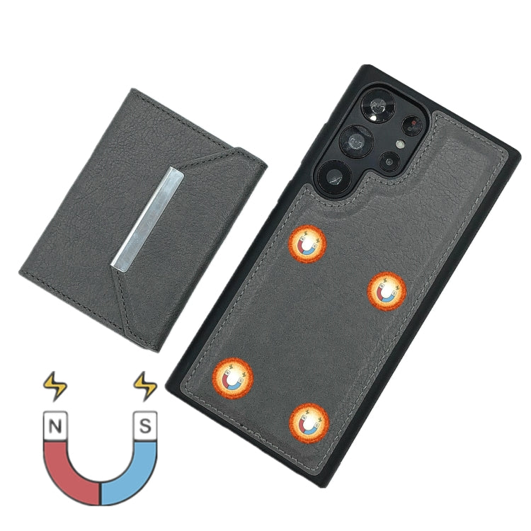 For Samsung Galaxy S24 Ultra 5G Solid Color Metal Buckle Card Slots Bag Phone Case(Grey) - HoMEdemic™ 
