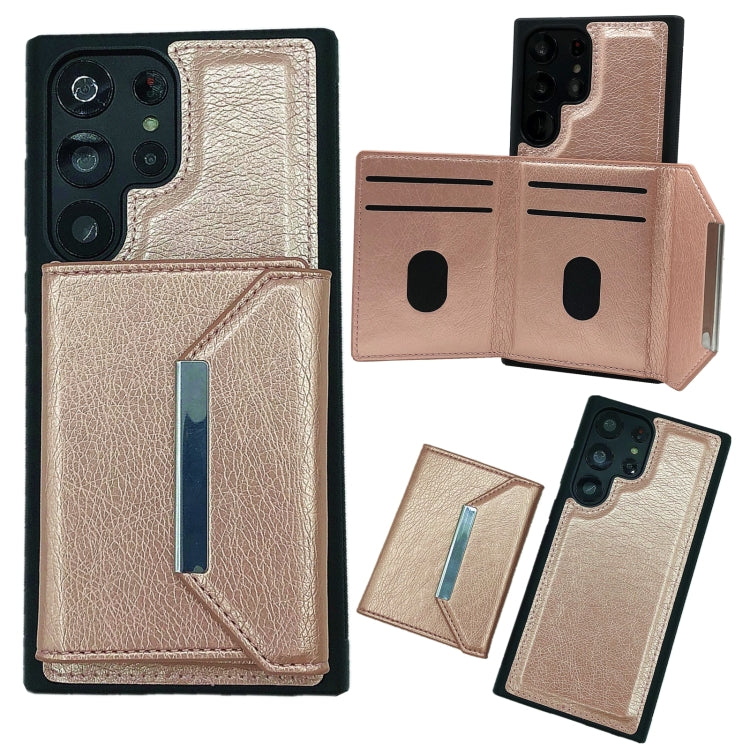 For Samsung Galaxy S24 Ultra 5G Solid Color Metal Buckle Card Slots Bag Phone Case(Rose Gold) - HoMEdemic™ 