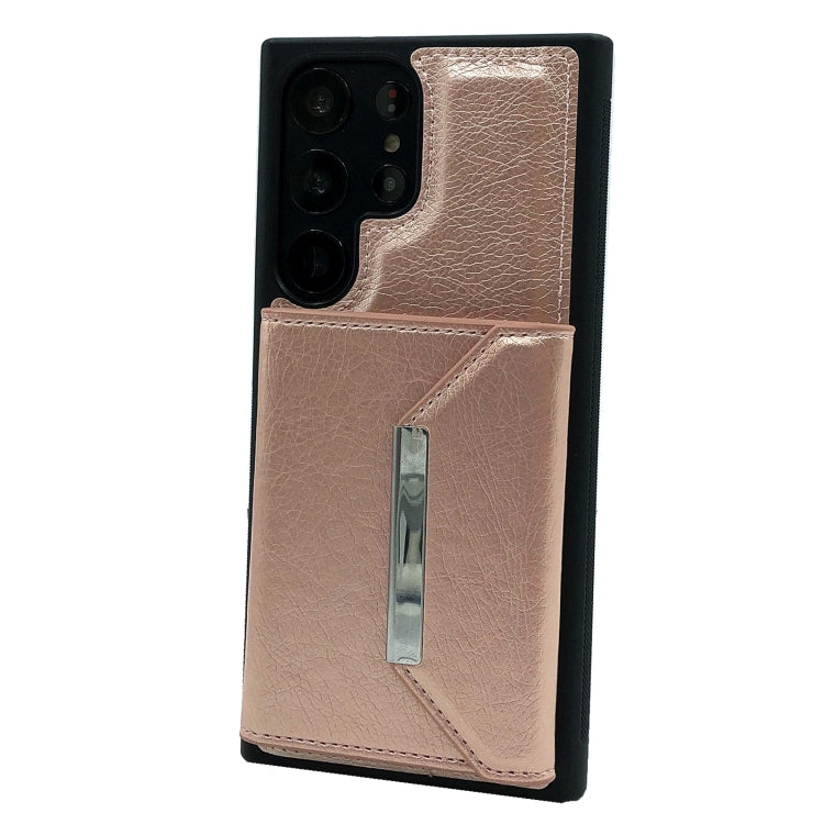 For Samsung Galaxy S24 Ultra 5G Solid Color Metal Buckle Card Slots Bag Phone Case(Rose Gold) - HoMEdemic™ 