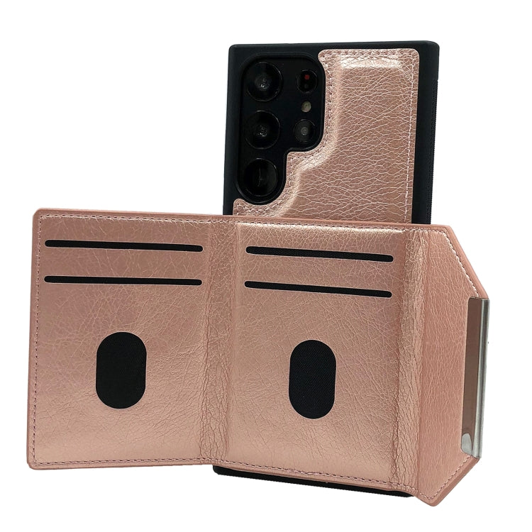 For Samsung Galaxy S24 Ultra 5G Solid Color Metal Buckle Card Slots Bag Phone Case(Rose Gold) - HoMEdemic™ 