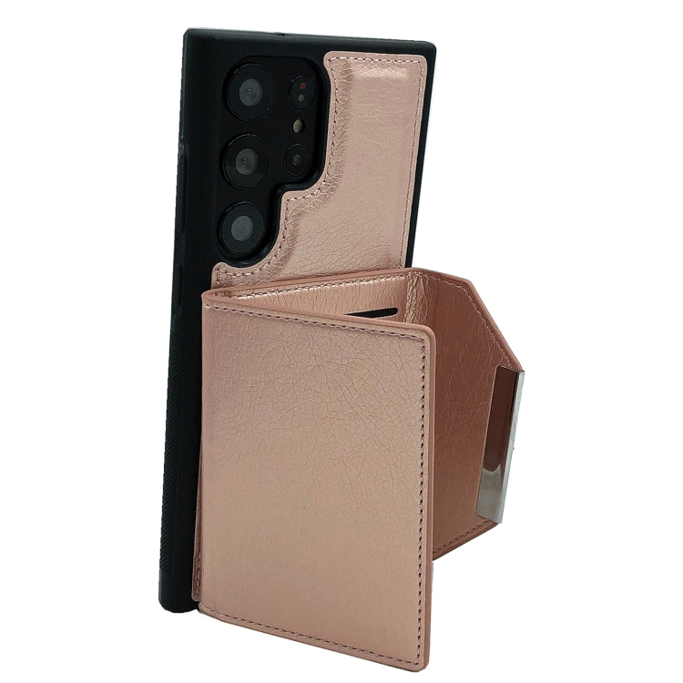 For Samsung Galaxy S24 Ultra 5G Solid Color Metal Buckle Card Slots Bag Phone Case(Rose Gold) - HoMEdemic™ 